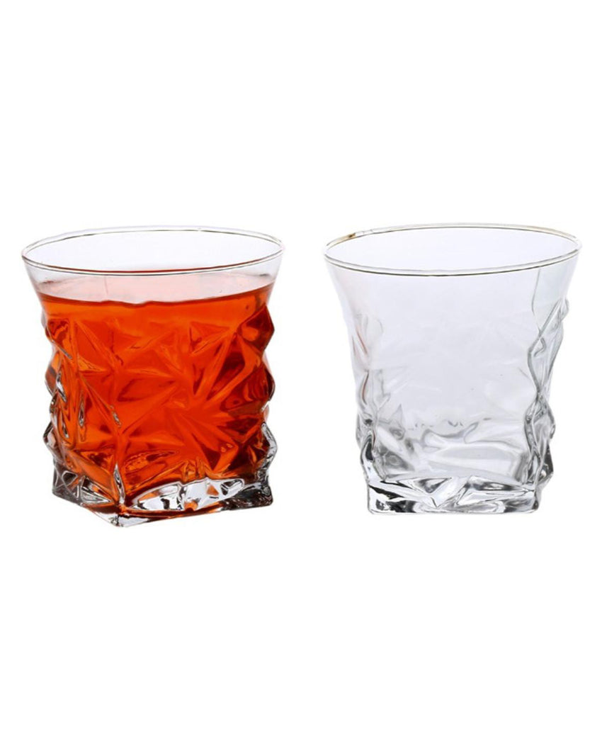 Stylish Textured Grip Clear Glass Whiskey Set | 200ml | 4 x 4 inches