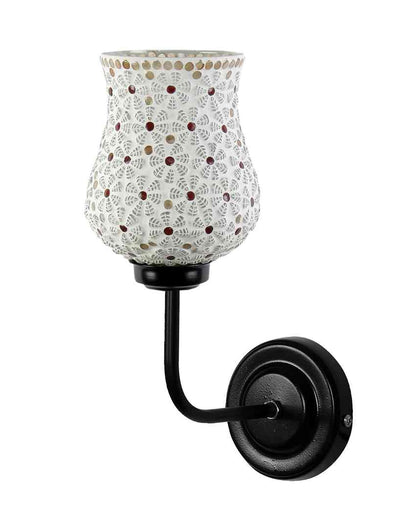 Artisan Mosaic Glass Shade Wall Mounted Lamp With Iron Base | 9 x 4 x 13 inches