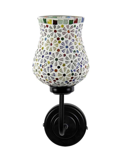 Handcrafted Artistic Mosaic Glass Shade Wall Mounted Lamp With Iron Base | 9 x 4 x 13 inches