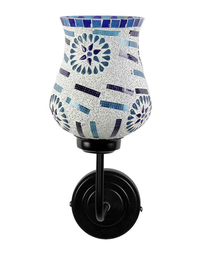 Decorative Mosaic Glass Shade Wall Mounted Lamp With Iron Base | 9 x 4 x 13 inches