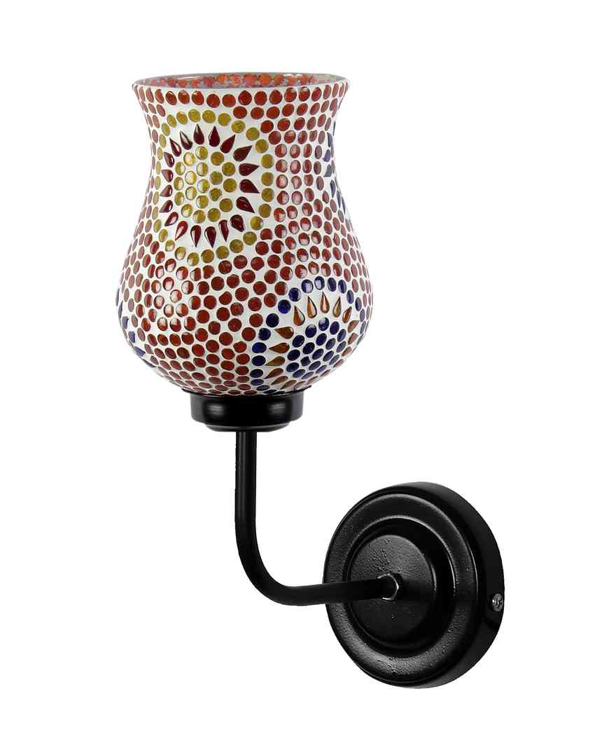 Brilliant Mosaic Glass Shade Wall Mounted Lamp With Iron Base | 9 x 4 x 13 inches