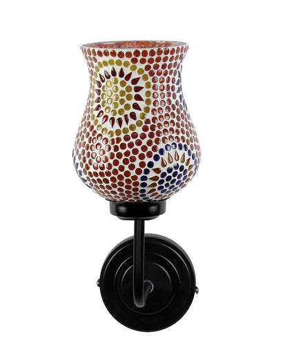 Brilliant Mosaic Glass Shade Wall Mounted Lamp With Iron Base | 9 x 4 x 13 inches