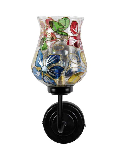 Unique Mosaic Glass Shade Wall Mounted Lamp With Iron Base | 9 x 4 x 13 inches