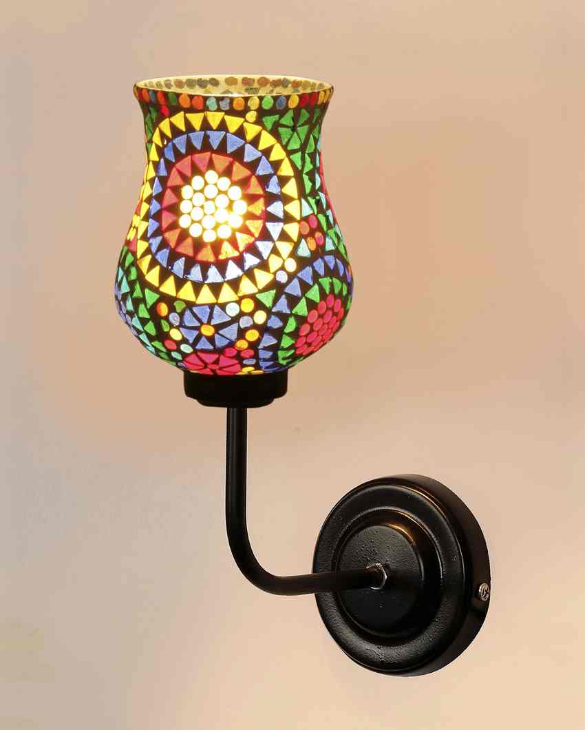 Stylish Mosaic Glass Shade Wall Mounted Lamp With Iron Base | 9 x 4 x 13 inches