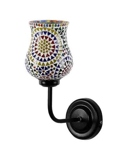 Stylish Mosaic Glass Shade Wall Mounted Lamp With Iron Base | 9 x 4 x 13 inches