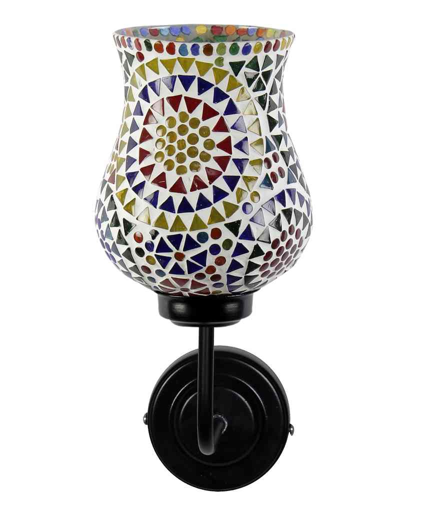 Stylish Mosaic Glass Shade Wall Mounted Lamp With Iron Base | 9 x 4 x 13 inches