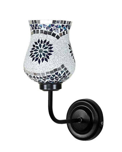 Colorful Distinctive Mosaic Glass Shade Wall Mounted Lamp With Iron Base | 9 x 4 x 13 inches