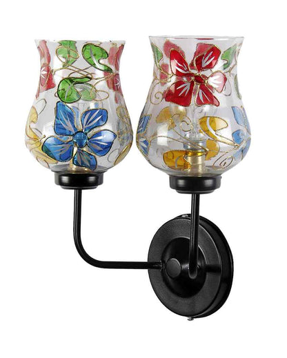 Stylish Mosaic Glass Wall Mounted Dual Lamp With Iron Base | Set of 2 | 5 x 11 x 14 inches