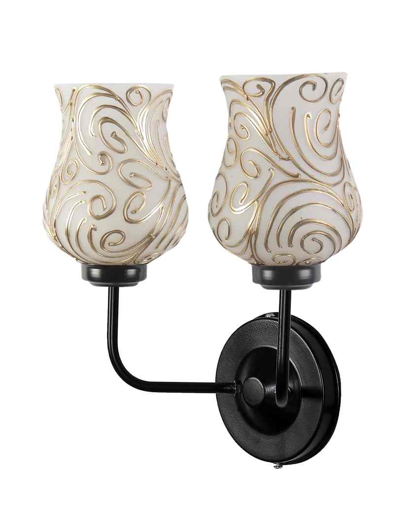 Artisan Mosaic Glass Wall Mounted Dual Lamp With Iron Base | Set of 2 | 5 x 11 x 14 inches