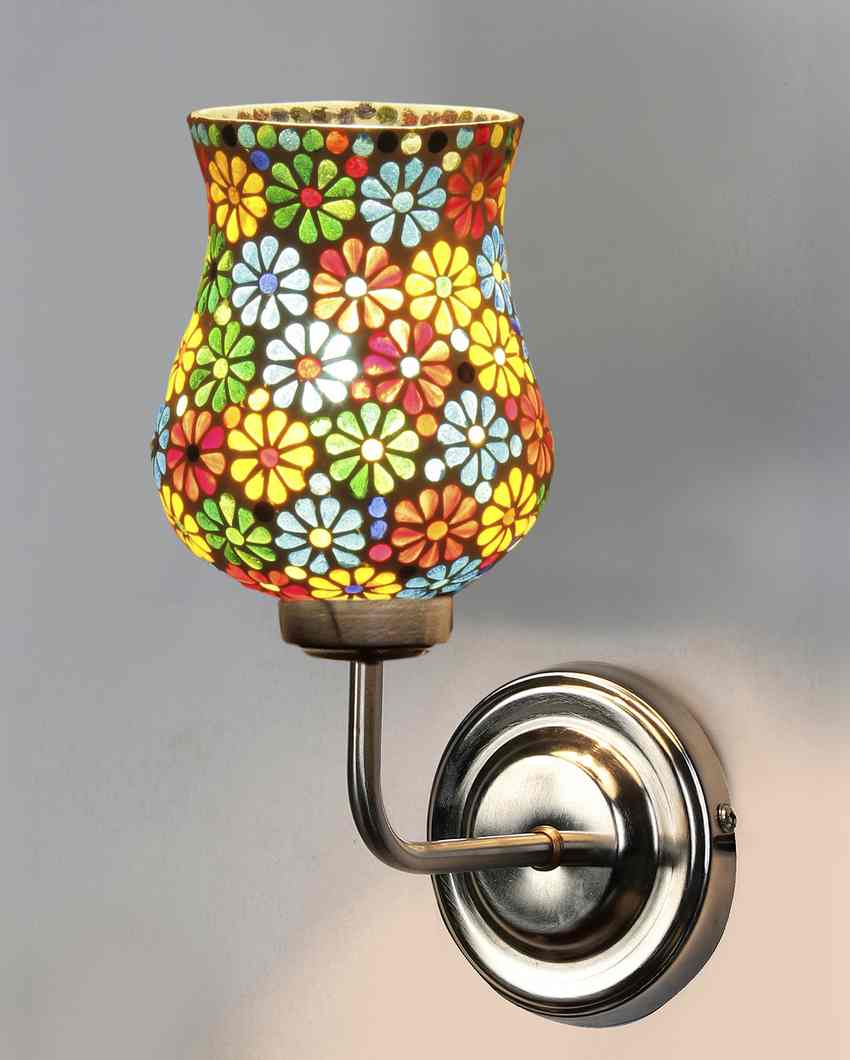 Chic Elegant Glass Wall Mounted Lamp With Steel Base | 9 x 4 x 13 inches