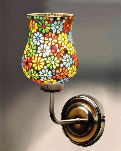 Chic Elegant Glass Wall Mounted Lamp With Steel Base | 9 x 4 x 13 inches