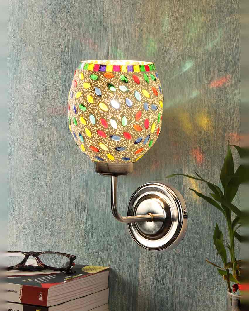 Stylish Glass Wall Mounted Lamp With Steel Base | 9 x 4 x 13 inches