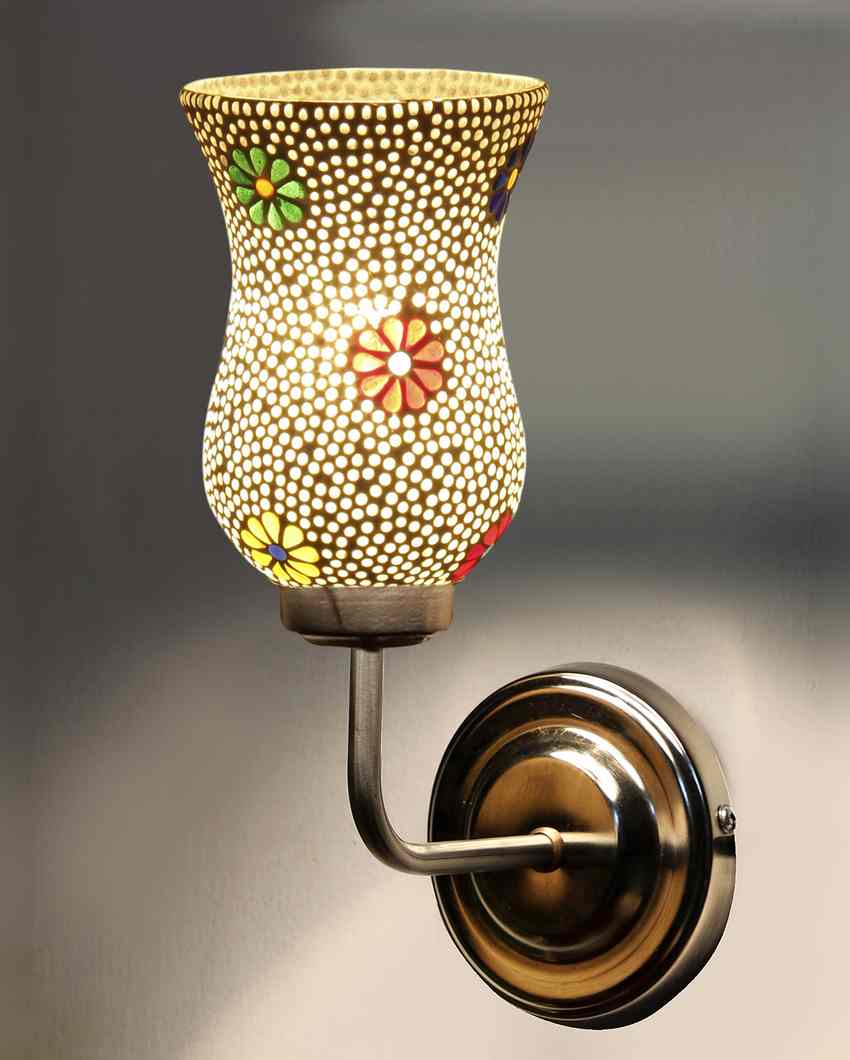 Refined Glass Wall Mounted Lamp With Steel Base | 9 x 4 x 13 inches