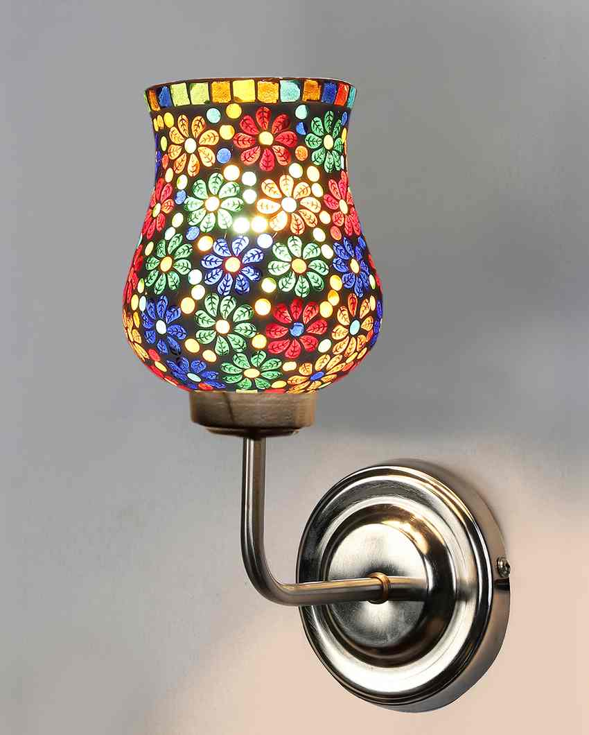 Modern Unique Glass Wall Mounted Lamp With Steel Base | 9 x 4 x 13 inches