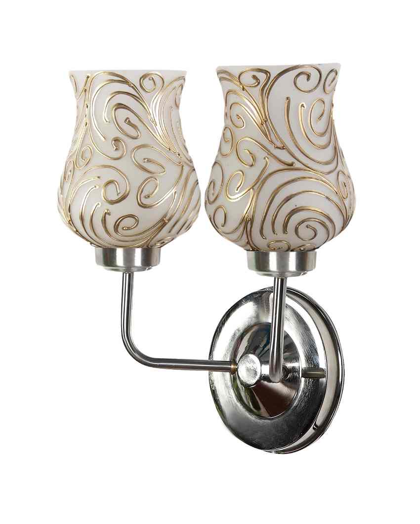 Eye catching Mosaic Glass Wall Mounted Dual Lamp With Steel Base | Set of 2 | 5 x 11 x 14 inches