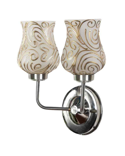 Eye catching Mosaic Glass Wall Mounted Dual Lamp With Steel Base | Set of 2 | 5 x 11 x 14 inches