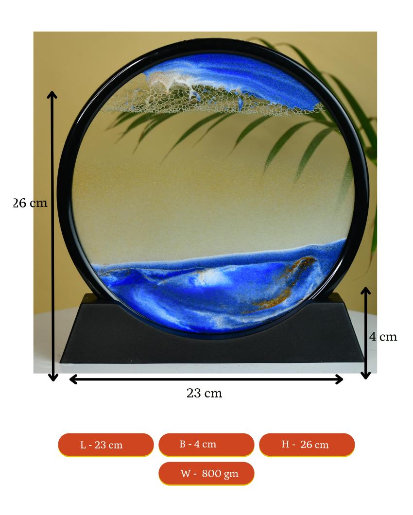 Circular Glass Sand Art Elegant Moving Sand Sculpture | 10 x 2 x 11 inches