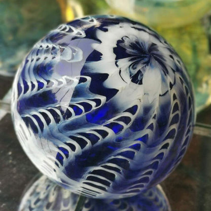 Ocean Wave Art Glass Hand Blown Sphere