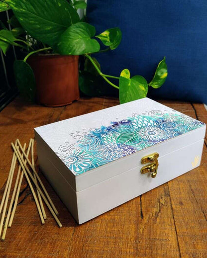 Creative Abstract Flowers Design White Storage Box