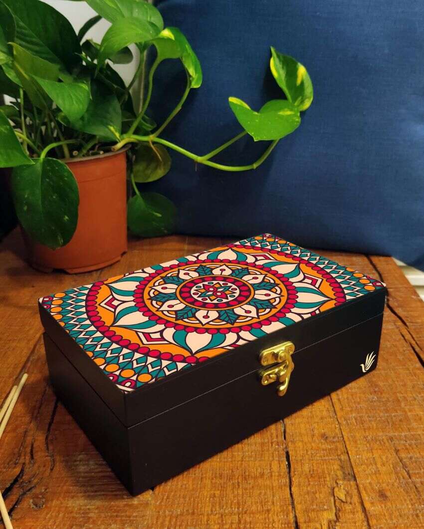 Vibrant Red Mandala Design Multicolor Storage Box