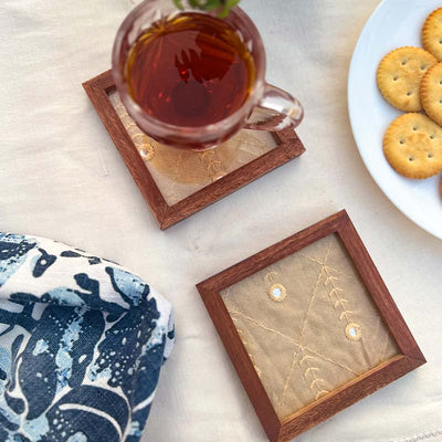 Mirror Work Golden Coasters | Set Of 2 Default Title