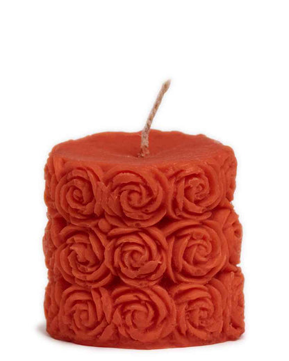 Romantic Red & Pink Rose Pillar Candles | Set of 2 | 2 x 2 inches