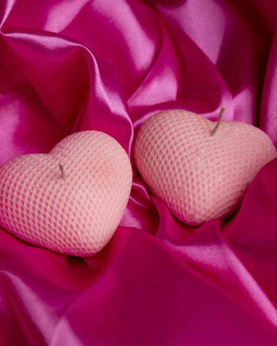 Lovely Pink Heart Shaped Candles | Set of 2 | 3 x 2 inches