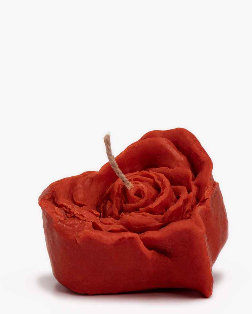 Elegant Red Heart Rose Shaped Candles | Set of 2 | 2 inches