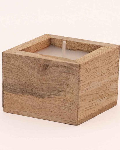 Minimalist White Square Shaped Wooden Candles | Set of 2 | 2 x 2 inches