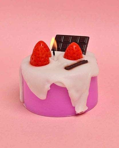 Sweet Pink Bento Strawberry Cake Candle | 3 x 2 inches