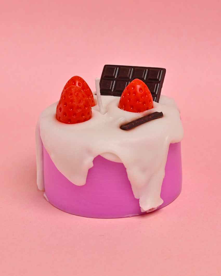 Sweet Pink Bento Strawberry Cake Candle | 3 x 2 inches