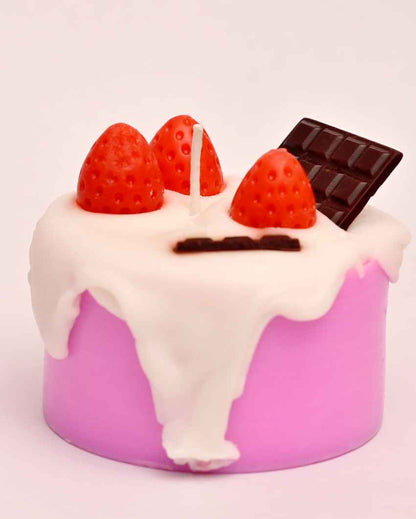 Sweet Pink Bento Strawberry Cake Candle | 3 x 2 inches