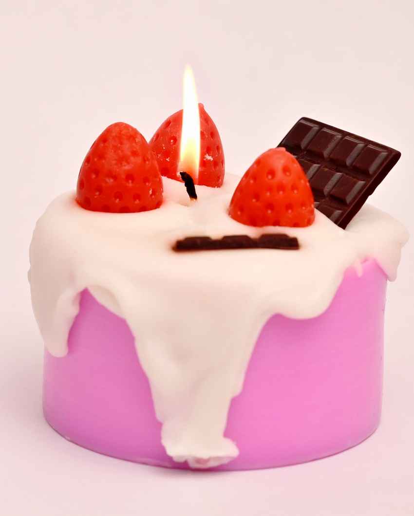 Sweet Pink Bento Strawberry Cake Candle | 3 x 2 inches