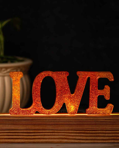 Radiant Orange Love Night Resin Lamp | 6 x 3 inches