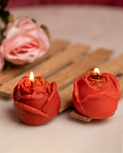 Timeless Red Rose Candles | Set of 2 | 2 x 2 inches