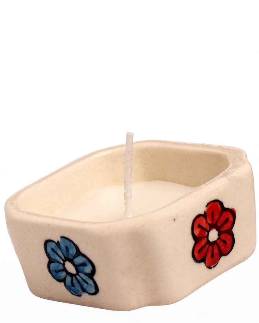 Sleek White Square Ceramic Candles | Set of 2 | 2 x 2 inches