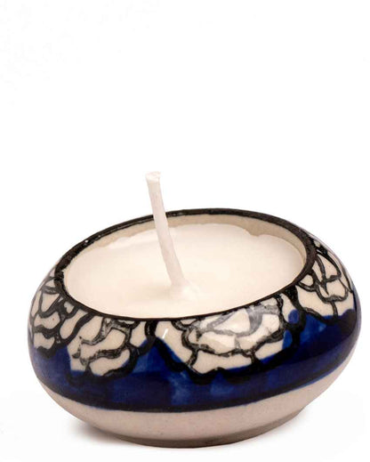 Elegant White Circular Ceramic Candles | Set of 4 | 2 inches