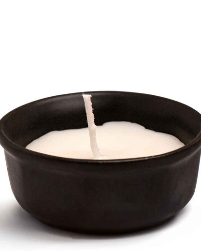 Chic White & Black Ceramic Candles | Set of 2 | 3 inches