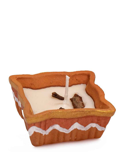 Classic Brown & White Square Terracotta Candles | Set of 4 | 2 inches