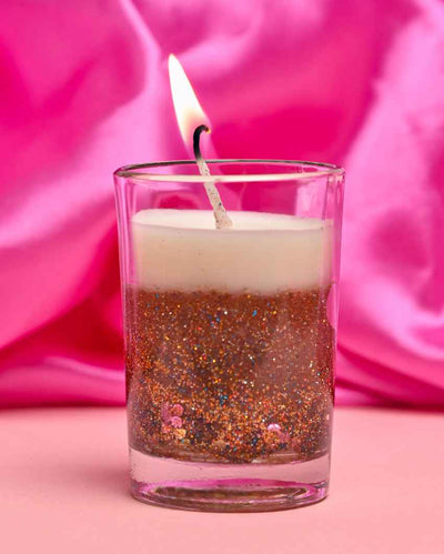 Sparkling White Glitter Glass Jar Candle | 2 x 4 inches