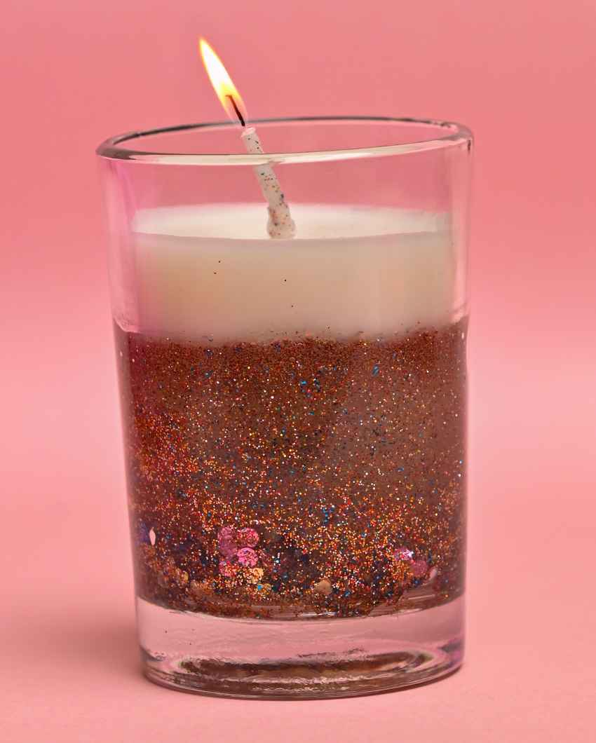 Sparkling White Glitter Glass Jar Candle | 2 x 4 inches