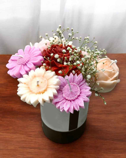 Cheerful Multicolor Scented Candles Box Bouquet | Set of 7 | 7 x 7 inches