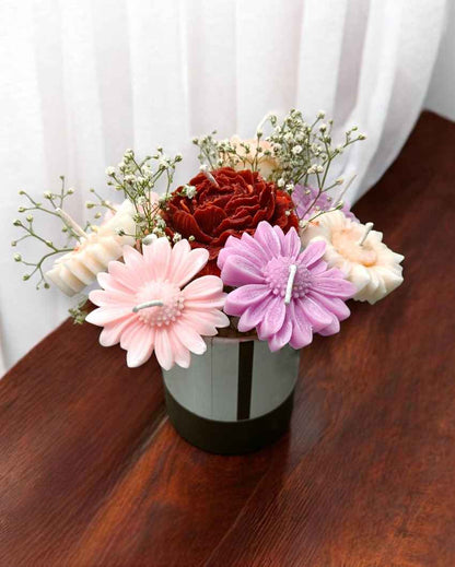 Cheerful Multicolor Scented Candles Box Bouquet | Set of 7 | 7 x 7 inches