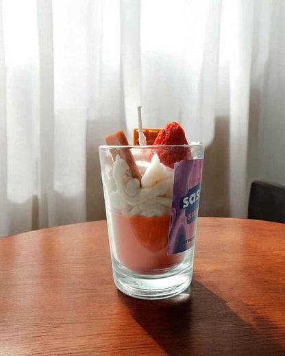 Delightful Red & White Sassy Sundae Strawberry Candle | 2 x 4 inches