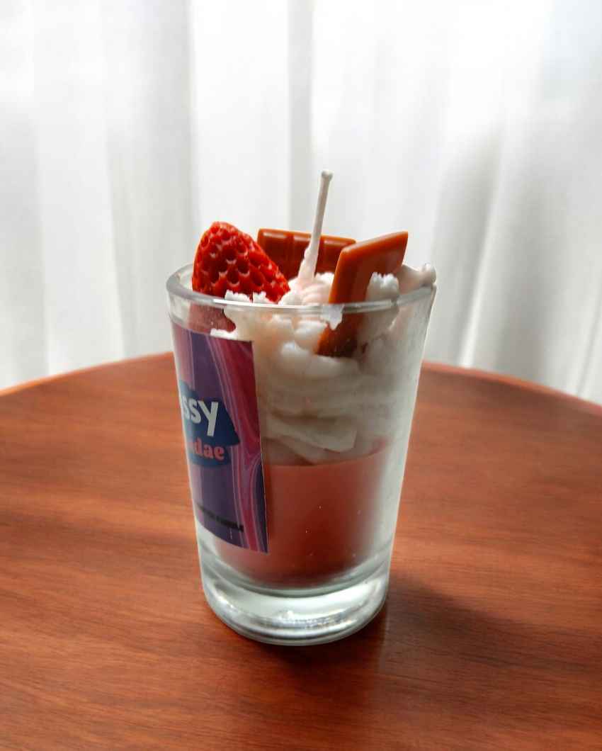 Delightful Red & White Sassy Sundae Strawberry Candle | 2 x 4 inches