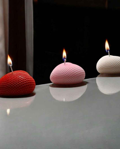 Sweet Multicolor Trio of Love Heart Candles | Set of 3 | 3 x 2 inches