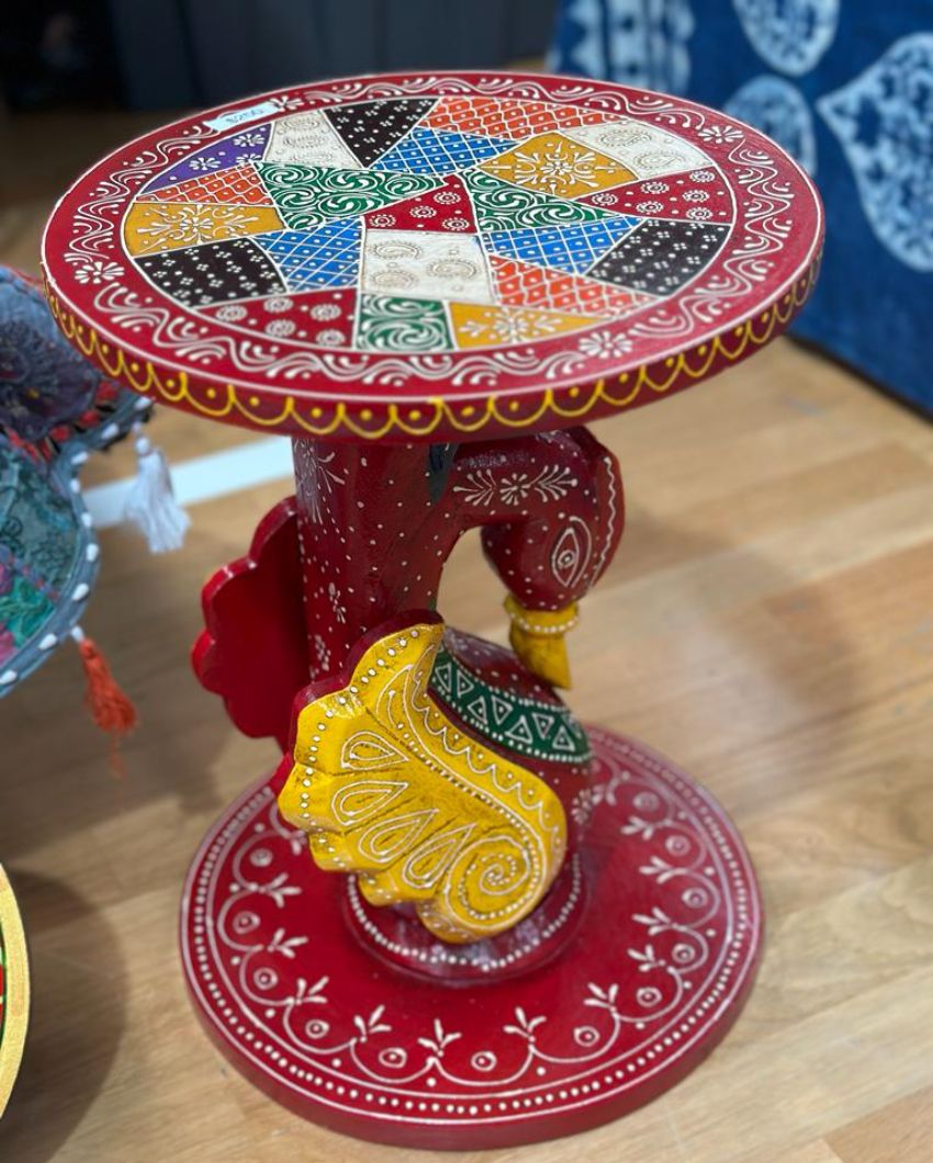 Elegant Rajgharana Peacock Side Table | 12 x 16 inches