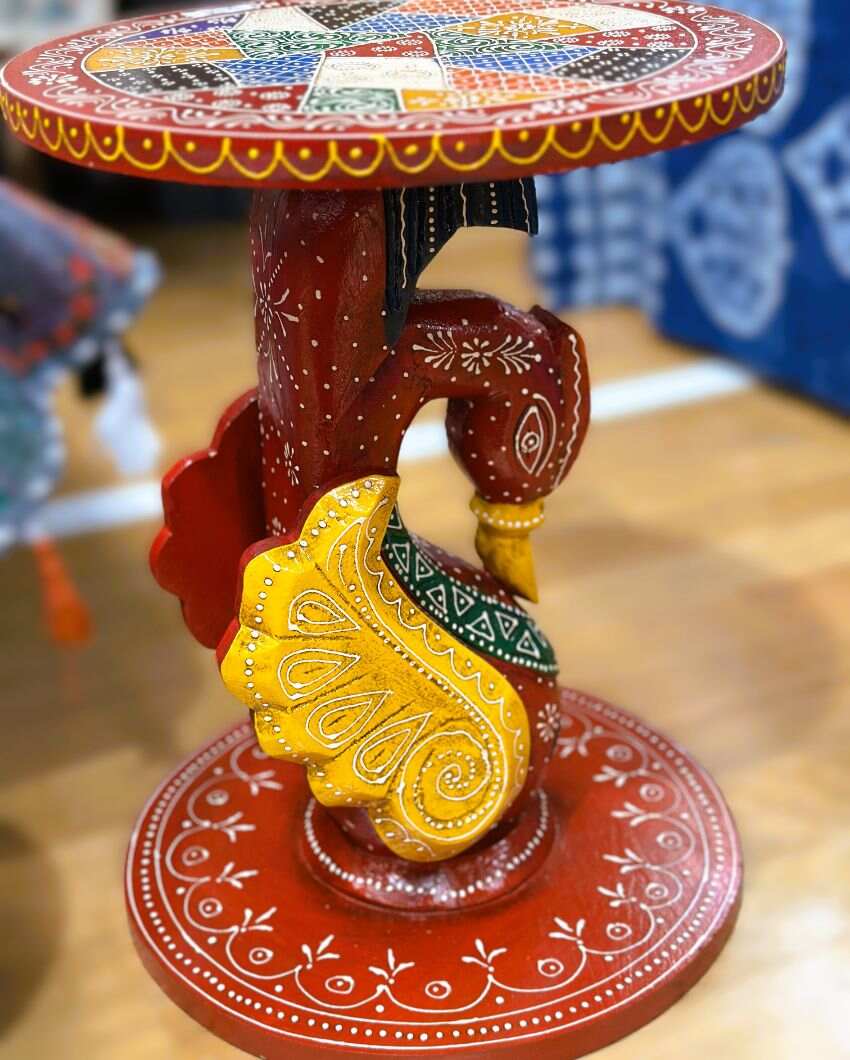 Elegant Rajgharana Peacock Side Table | 12 x 16 inches