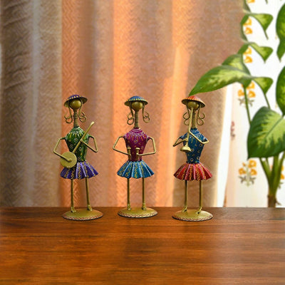 Chic Musician Doll Warli Showpiece | Pack of 3 | 3 x 9 inches