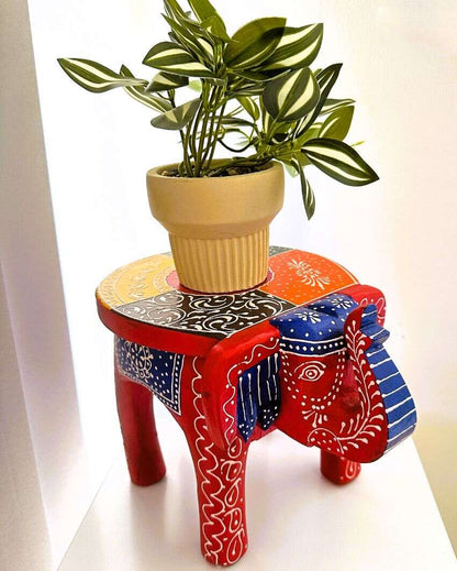 Artistic Charm Wooden Elephant Stool | 11 x 8 inches